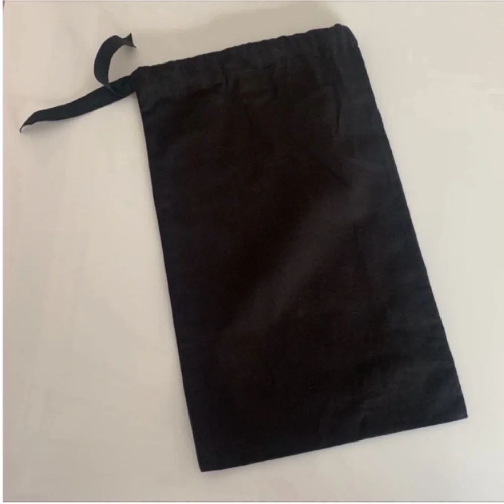 Chanel Black Cotton White Logo Drawstring Shoe Dust Bag Storage Travel Bag - Picture 5 of 5